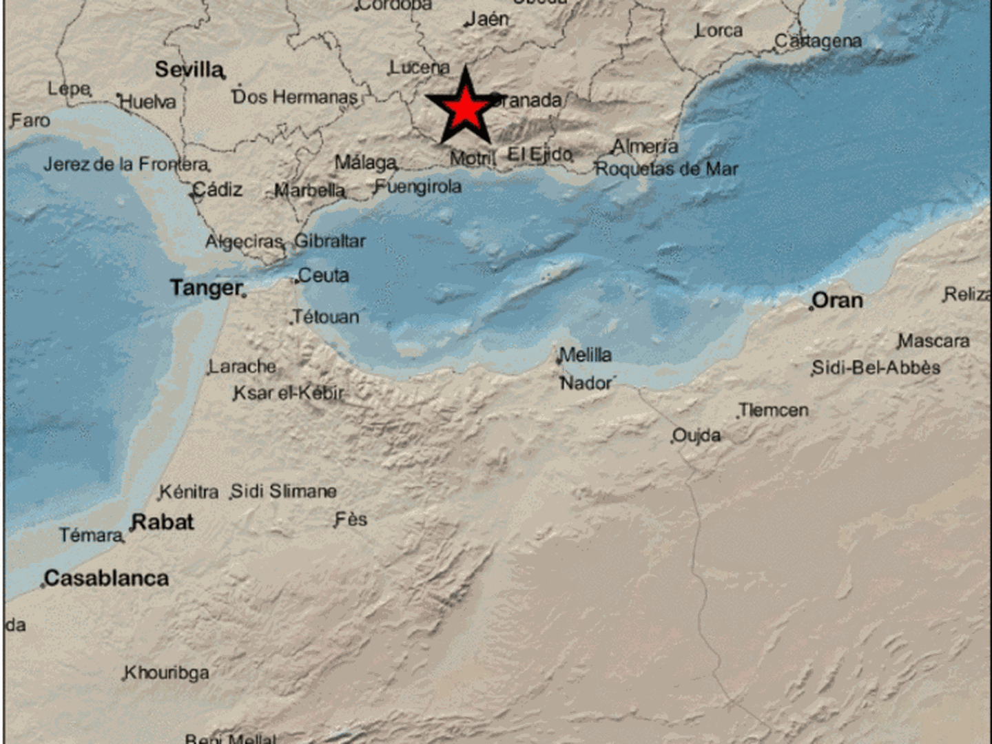 Epicentro del terremoto en las proximidades de Cijuela. (IGN)