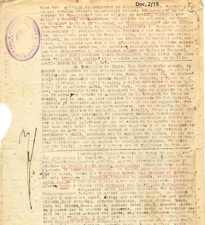 Documento de la Embajada de Chile. (Julio Martín Alarcón)