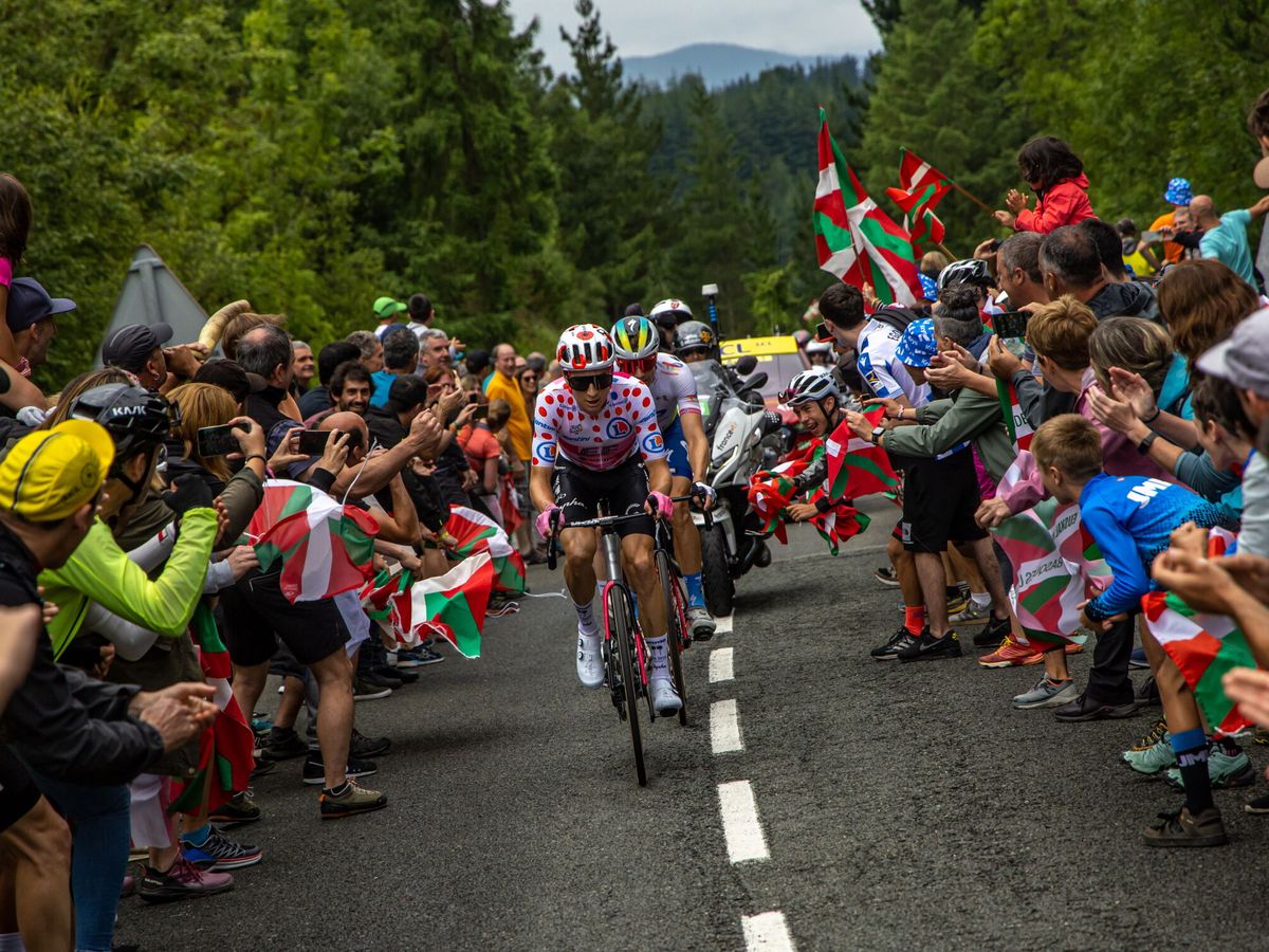 Foto: Los aficionados animan a Neilson Powless en la segunda etapa del Tour entre Vitoria y San Sebastián. (EFE/Martin Divisek)