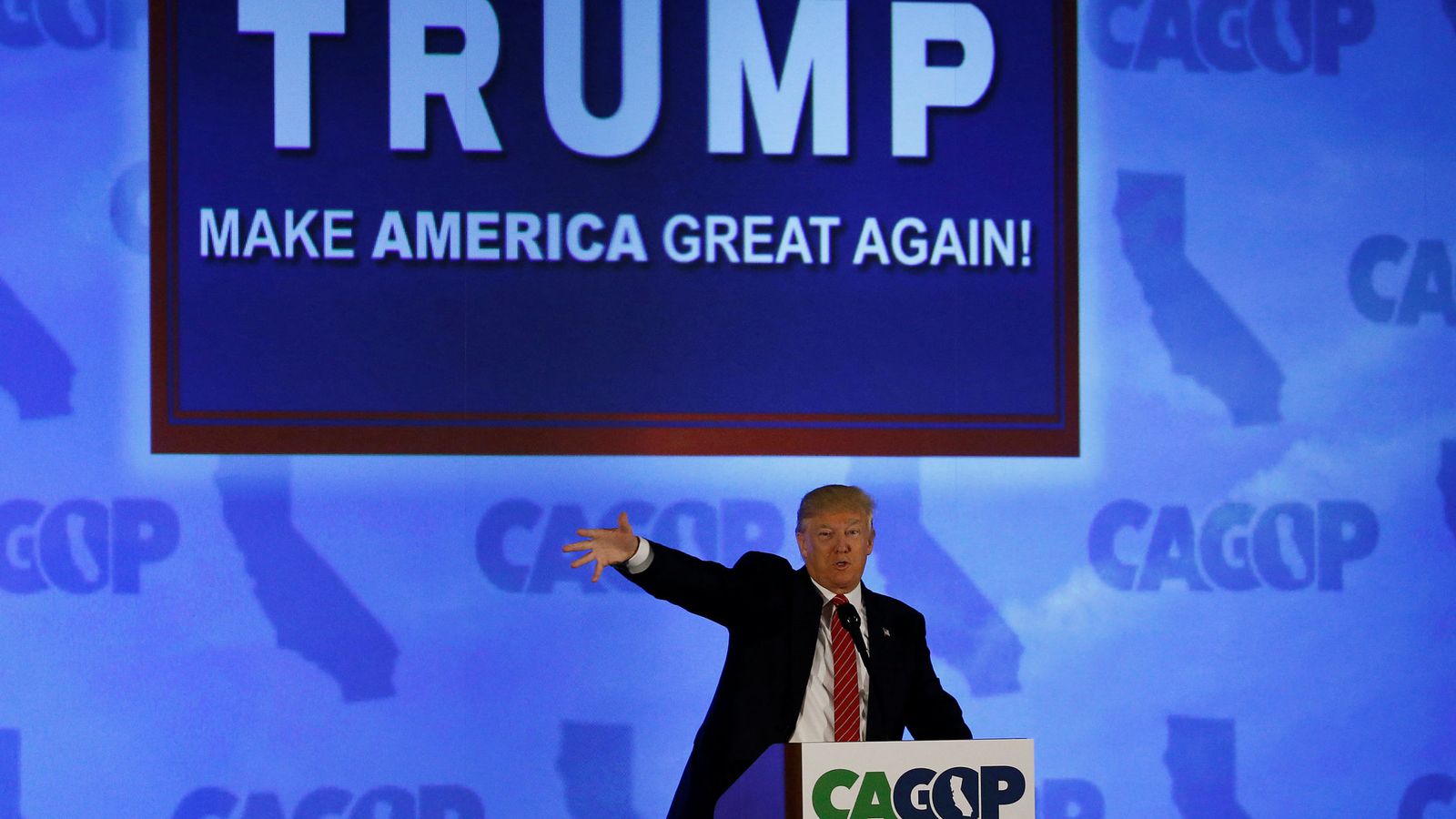 Foto: El candidato republicano Donald Trump durante una convención republicana en California. (Reuters)