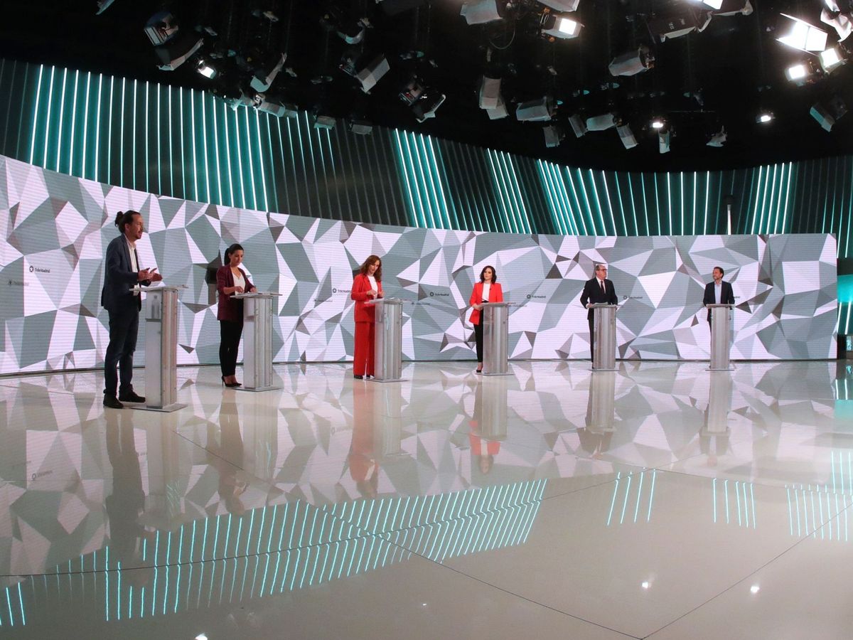 Foto: El primer y único debate electoral a seis del 4-M (EFE)