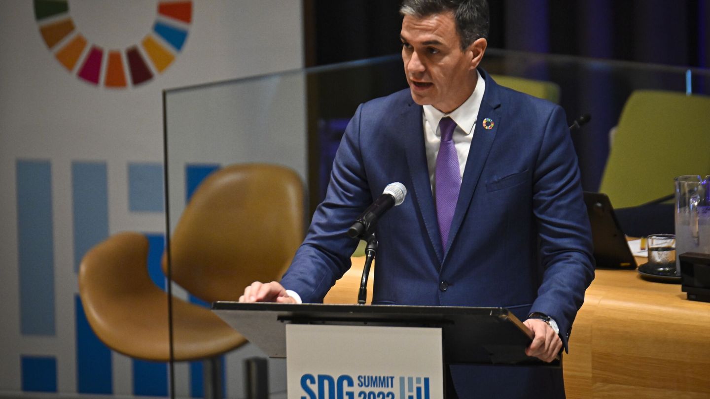 Intervención de Pedro Sánchez en la cumbre de los ODS. (EFE/M. Rodriguez)