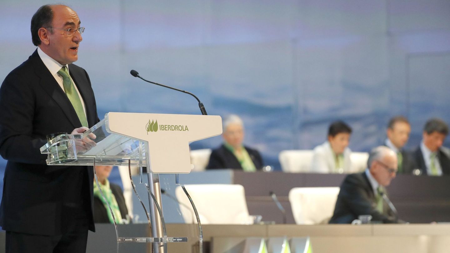 El presidente de Iberdrola, Ignacio Sánchez Galán, en la apertura de la junta de accionistas de la compañía eléctrica.