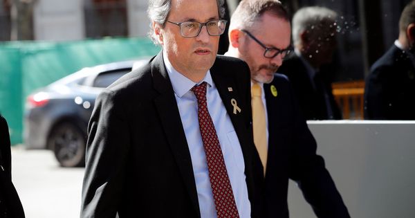 Foto: El presidente de la Generalitat, Quim Torra, a su salida del Tribunal Supremo el pasado febrero. (EFE)
