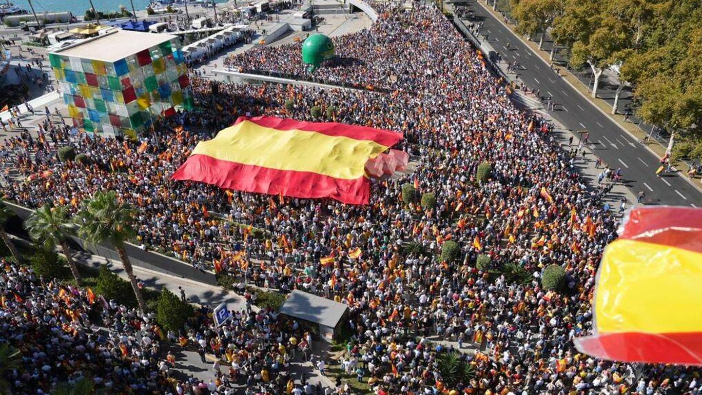 Imagen aérea de la protesta de Málaga. (Partido Popular)