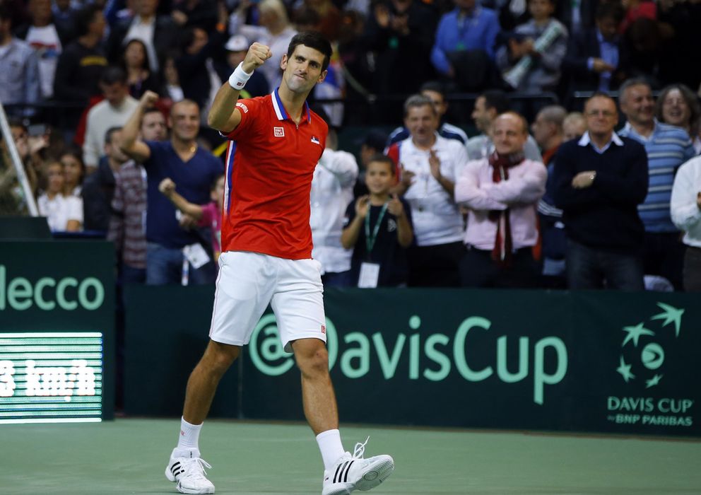 Foto: Djokovic celebra la victoria ante Djokovic (Efe). 