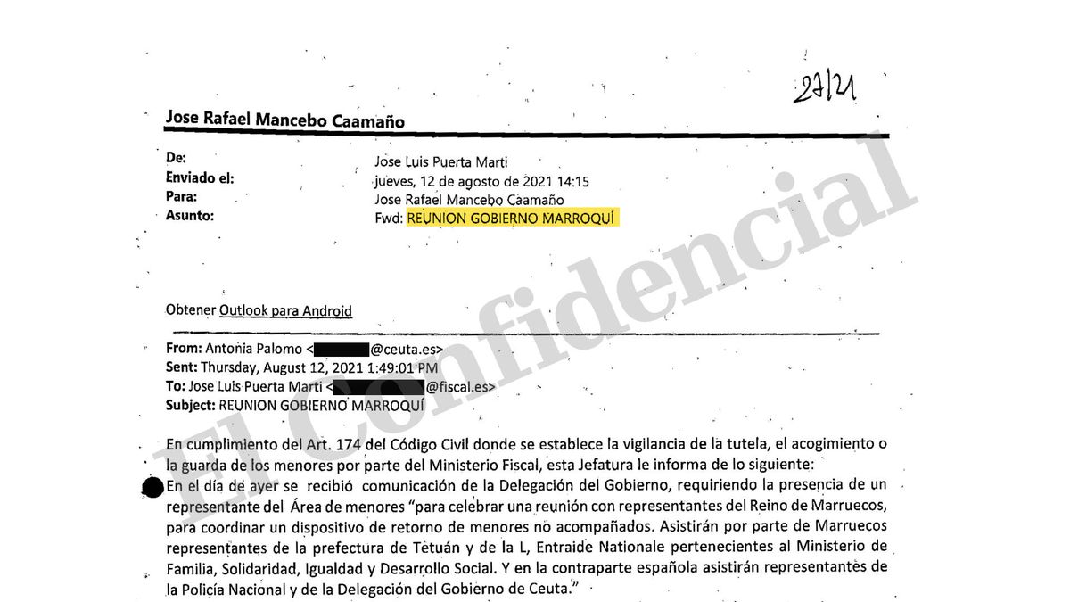 Un 'mail' delató al Gobierno por la devolución de menores de Ceuta: "No es acorde a la ley"
