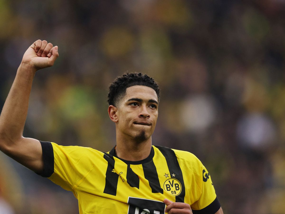 Foto: Jude Bellingham celebra un gol con el Dortmund. (Reuters/Thilo Schmuelgen)