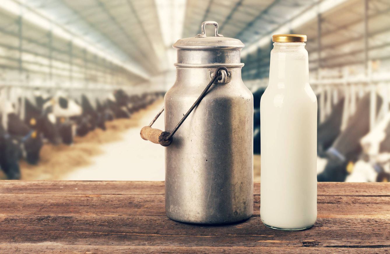 Botella de leche cruda. (iStock)