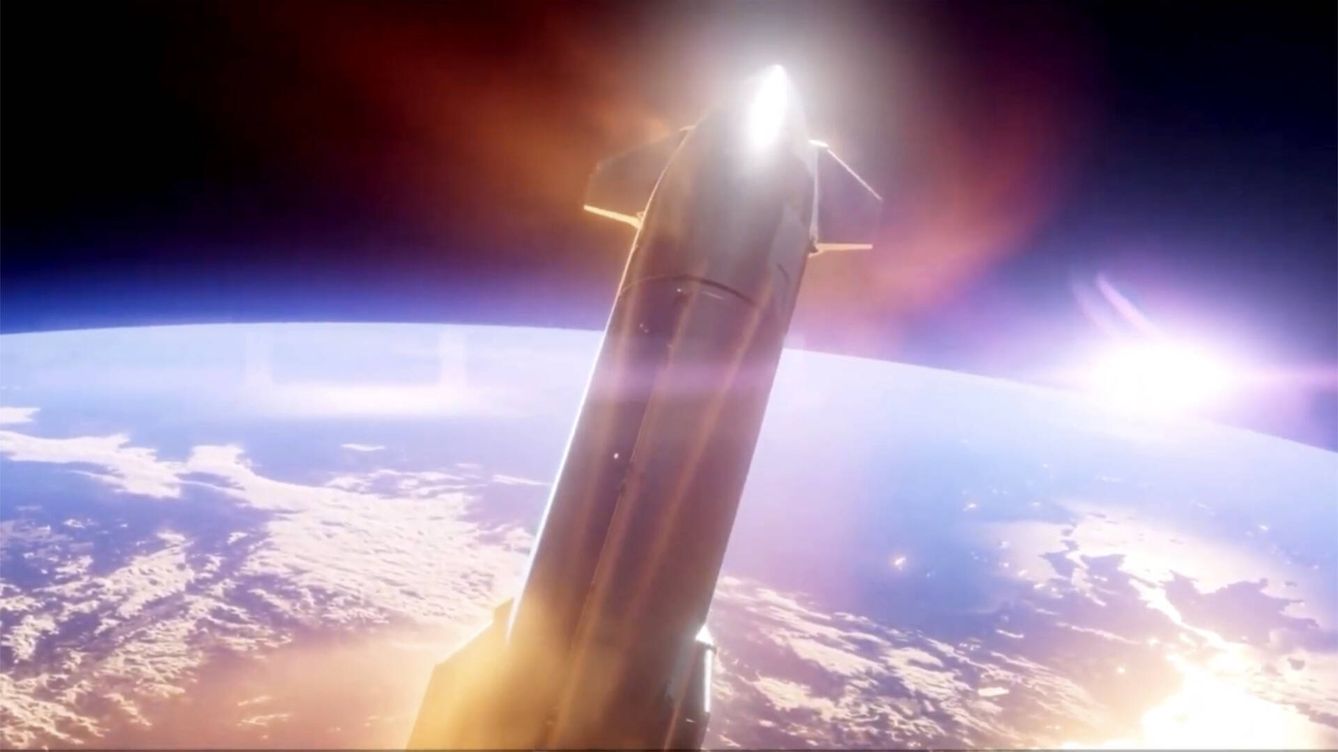 Foto: El Starship entró en la atmósfera como en la simulación que se puede ver en esta imagen. (SpaceX)