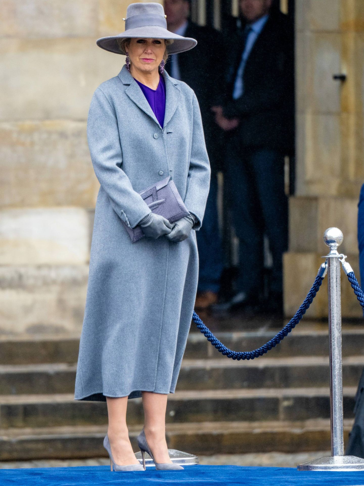La reina, en la ceremonia de bienvenida. (CP)