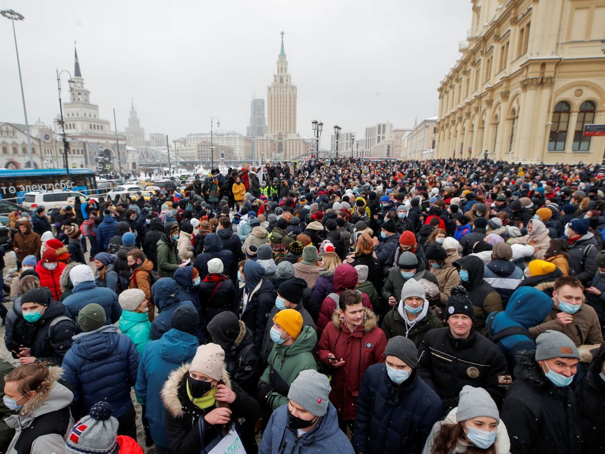 Foto: Manifestación a favor del líder opositor Alexei Navalny. (EFE)