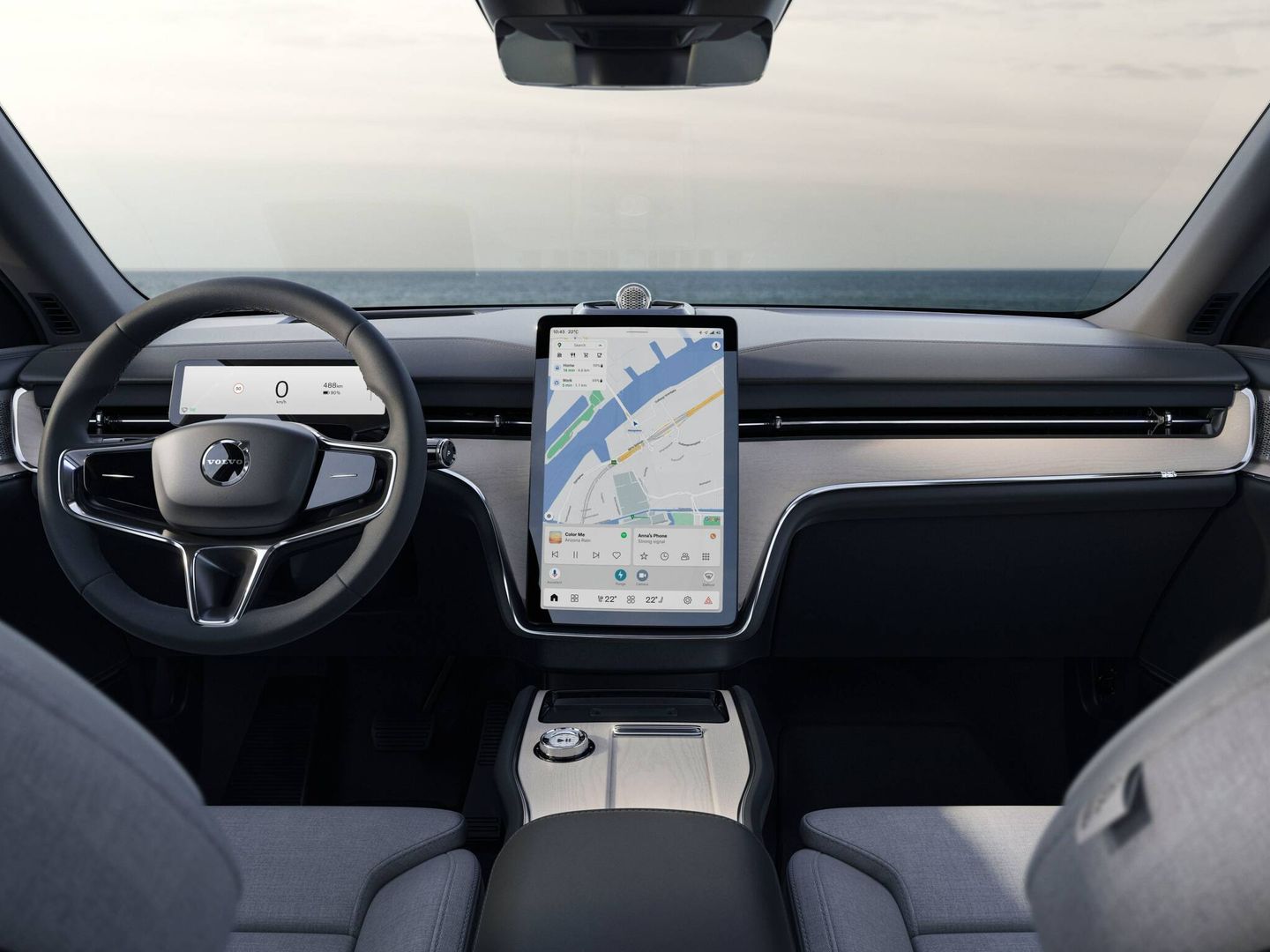 El Volvo EX90 cuenta con una pantalla central táctil de 14,5 pulgadas, con Google integrado.