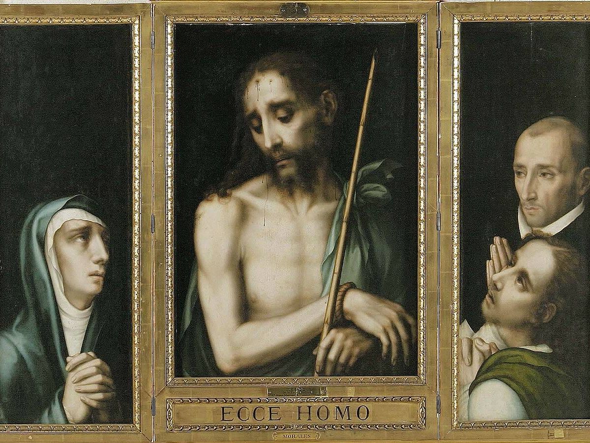 Foto: 'Ecce Homo, Dolorosa, San Juan Evangelista y un donante'. Luís de Morales. 1562-68. Museo de Cádiz.