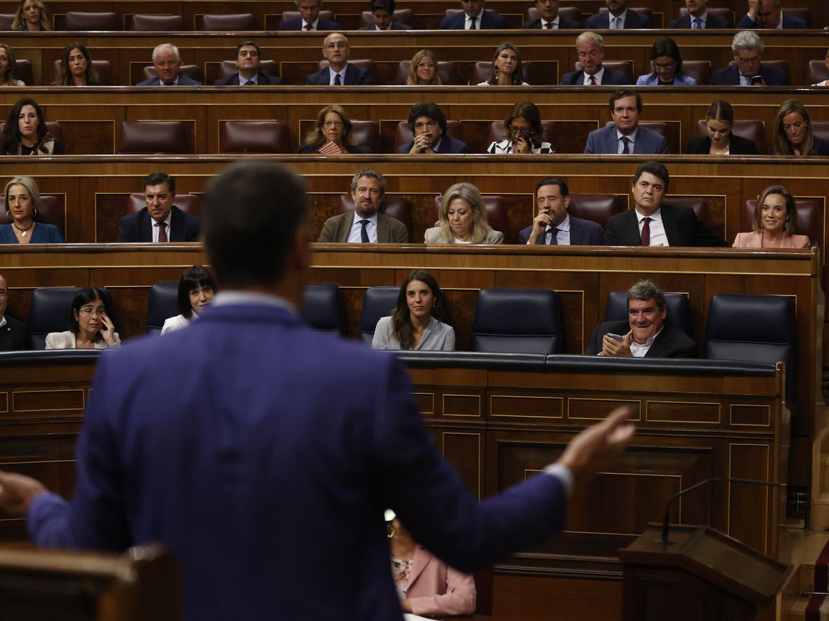 Foto: La bancada del PP observa a Sánchez en la primera sesión de control al Gobierno en el Congreso. (EFE/Juan Carlos Hidalgo)