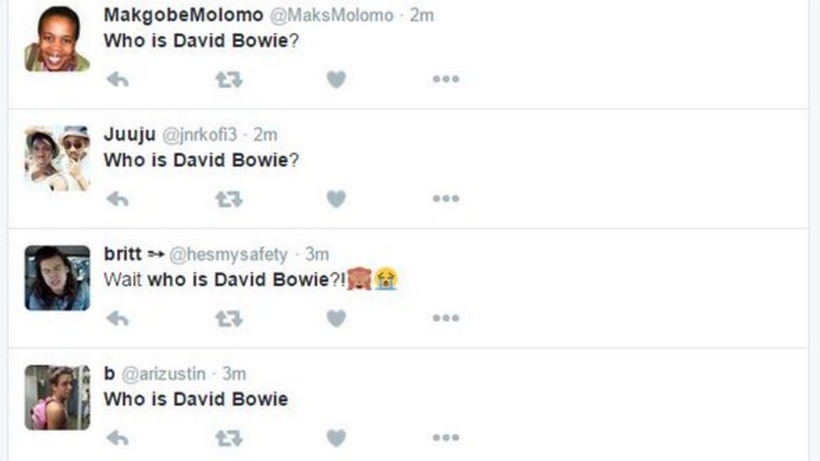 Foto: Captura de pantalla de las preguntas de algunos usuarios sobre quién es David Bowie