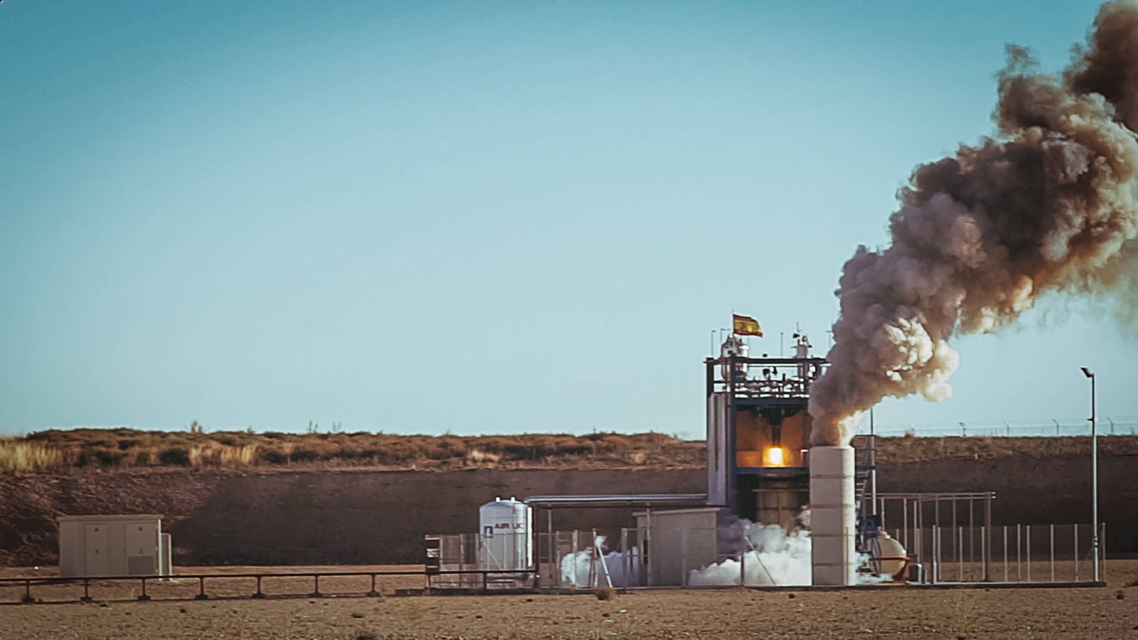 Imagen de archivo de la prueba de un motor de cohete en la instalación de PLD Space en Teruel.