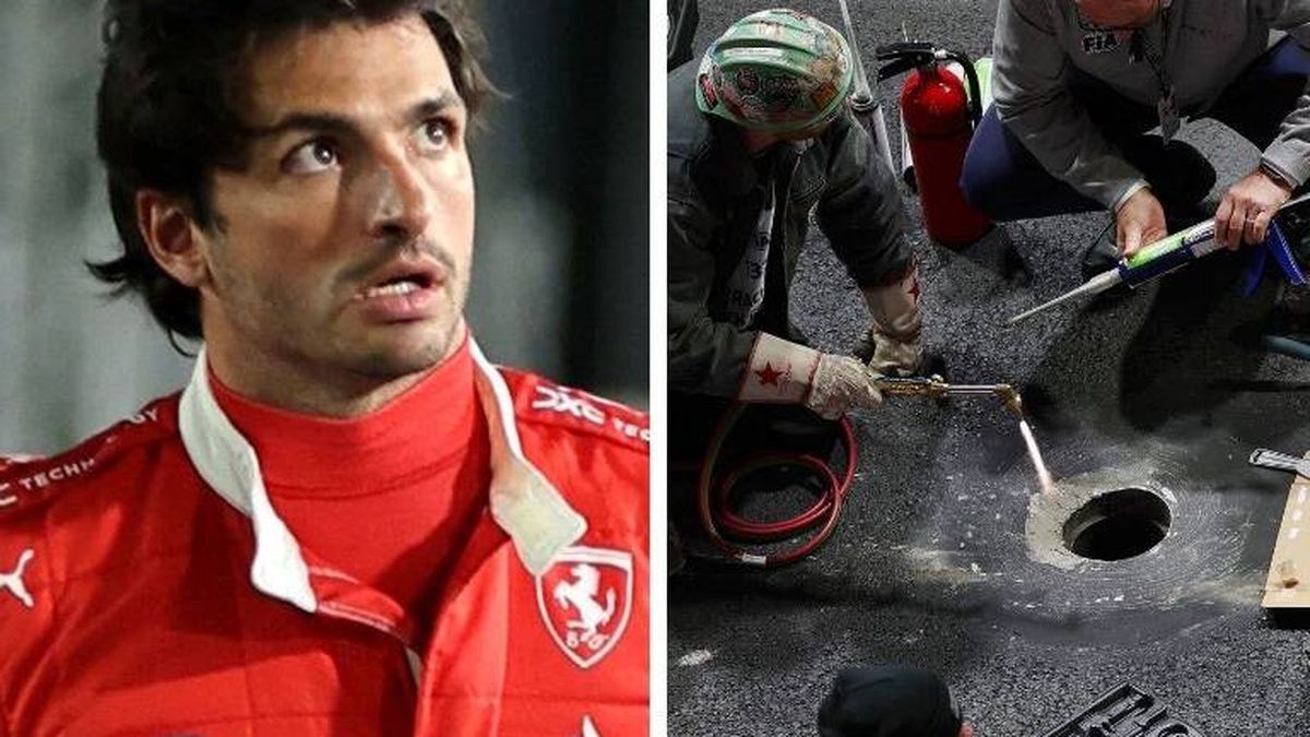Así fue el incidente de Carlos Sainz con la alcantarilla en los libres del GP de Las Vegas