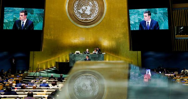 Foto: Pedro Sánchez, el 27 de septiembre de 2018, en la apertura del 73º periodo de sesiones de la Asamblea General de la ONU, en Nueva York. (Reuters)