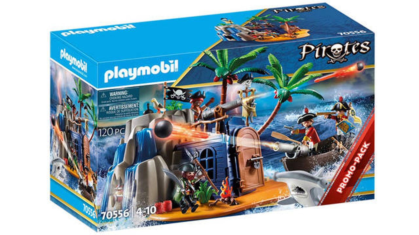 Isla Pirata con escondite del Tesoro y Barco Flotante Playmobil