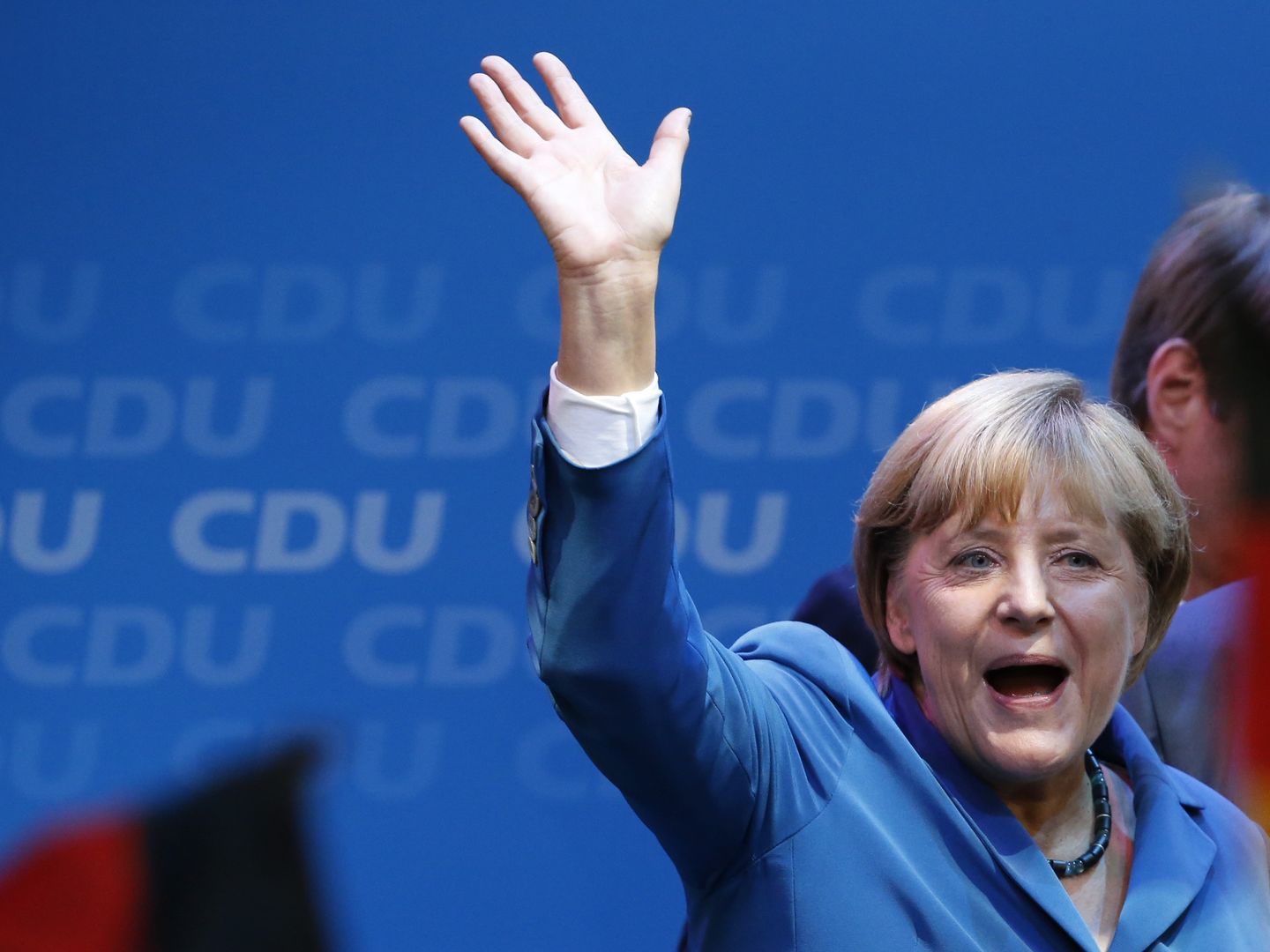 Angela Merkel celebra su victoria electoral en el cuartel general de su partido en Berlín (Reuters).