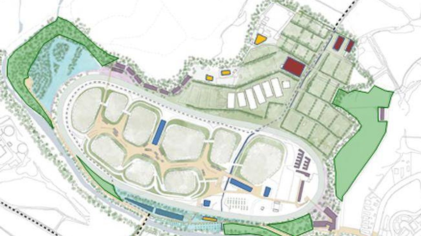 Plano del proyecto de Sol Daurella y Carles Vilarrubí en Sitges, con la pista ovalada como protagonista. (Generalitat de Cataluña)