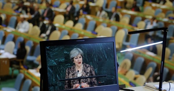 Foto: La primera ministra británica Theresa May durante su intervención ante la Asamblea General de Naciones Unidas, en Nueva York. (Reuters)