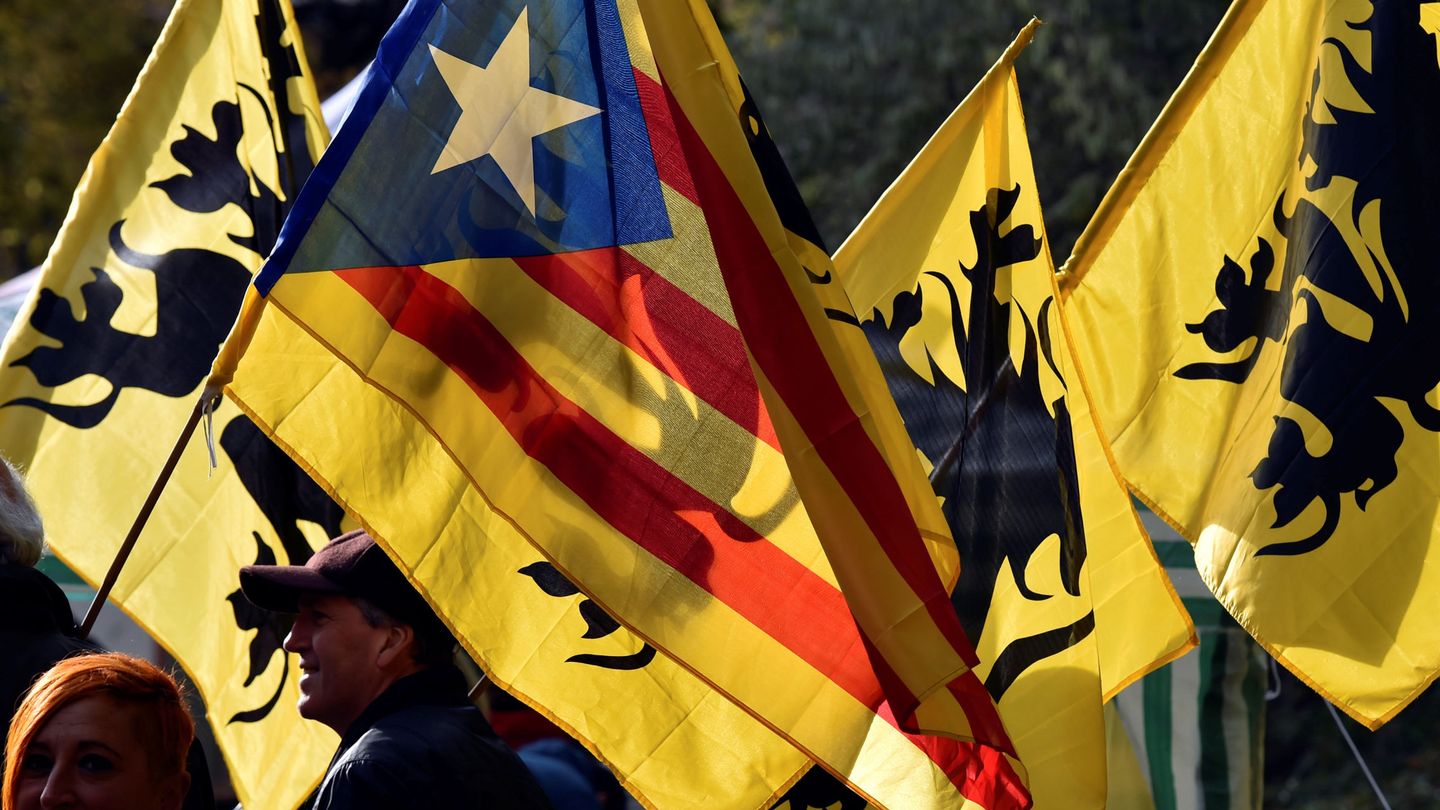 Manifestación a favor de Puigdemont y la causa independentista en Bruselas.


 (Reuters)