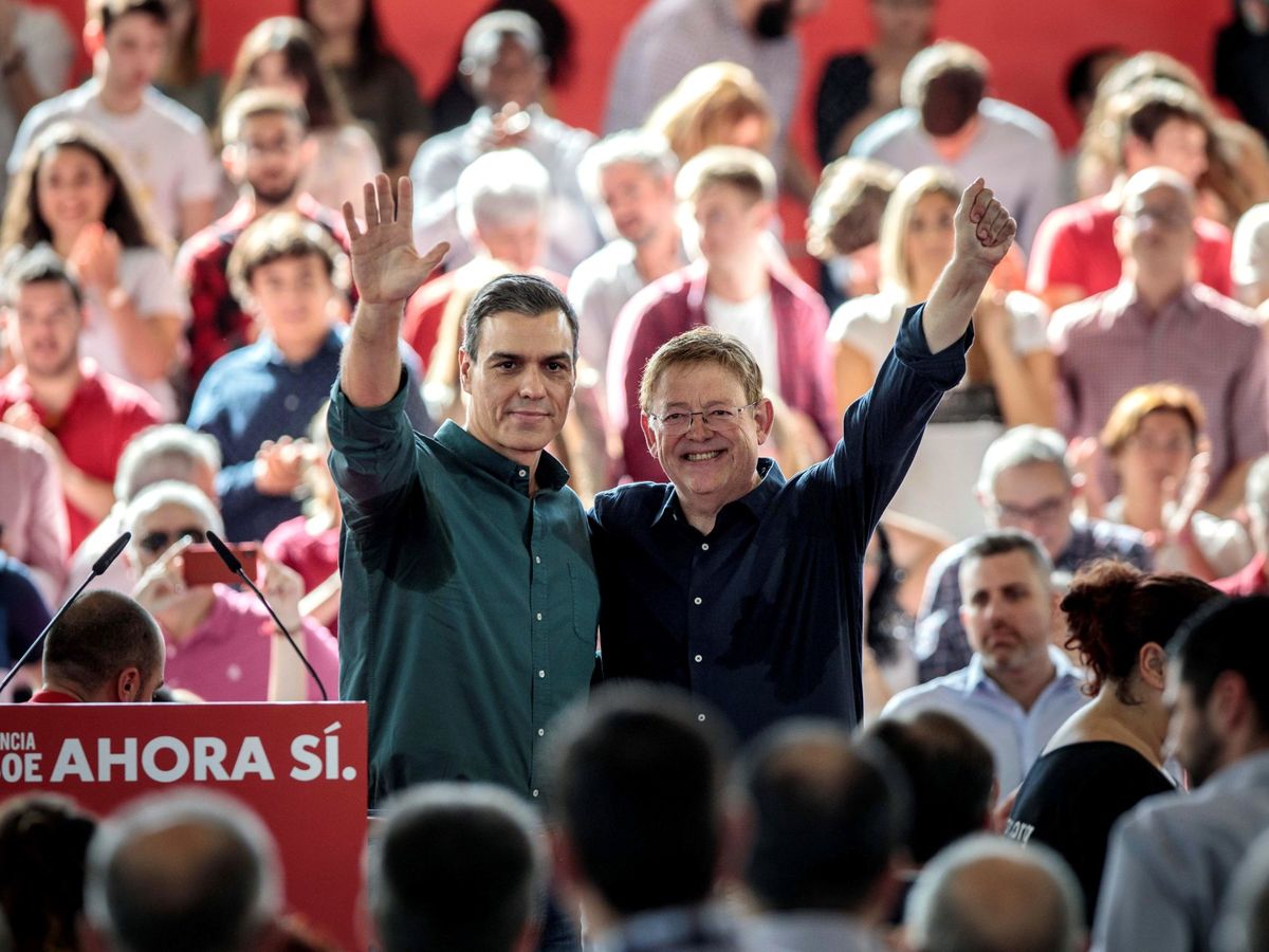 Foto: Pedro Sánchez y Ximo Puig, en un acto de campaña de las generales de 2019. (EFE)