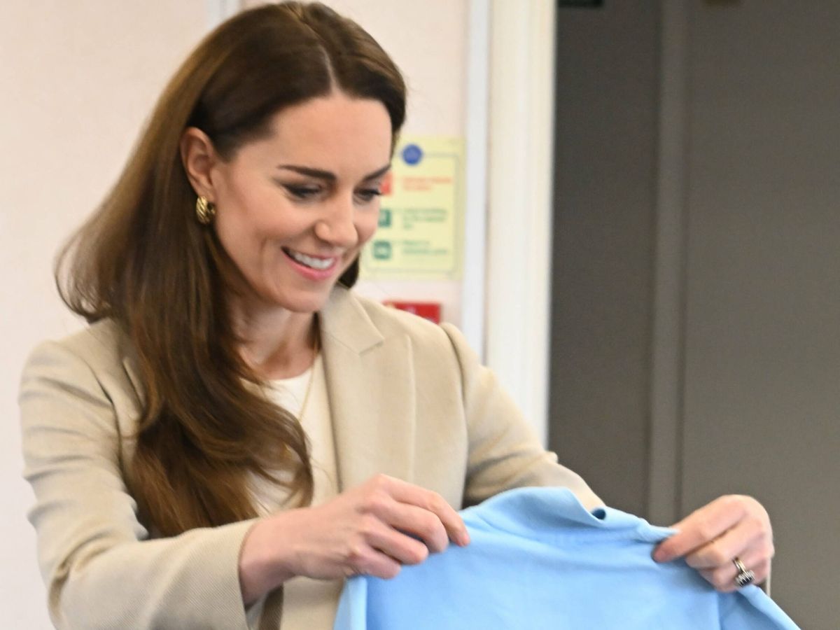 Foto: Kate Middleton, en su visita al Baby Bank. (Getty)