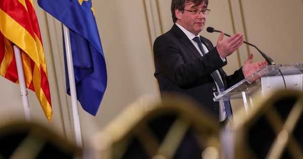 Foto: Carles Puigdemont en una conferencia en Bélgica. (EFE)