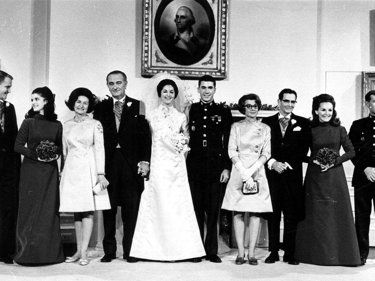 Lynda Johnson, en su boda en el East Room de la Casa Blanca en diciembre de 1967. (CP)