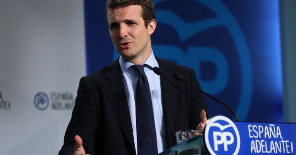Foto: El vicesecretario de Comunicación del Partido Popular, Pablo Casado,durante la rueda de prensa. (EFE)