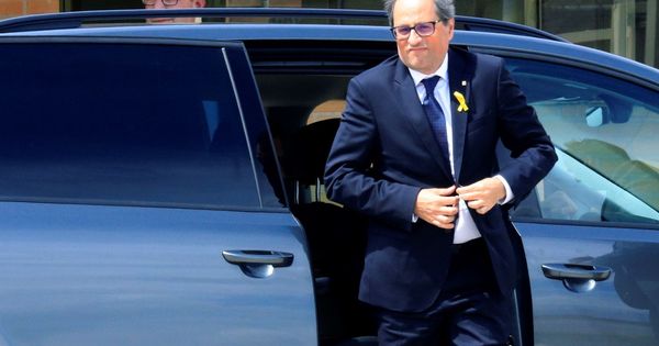 Foto: El presidente de la Generalitat Quim Torra a su llegada a la cárcel de Soto del Real. (Efe)