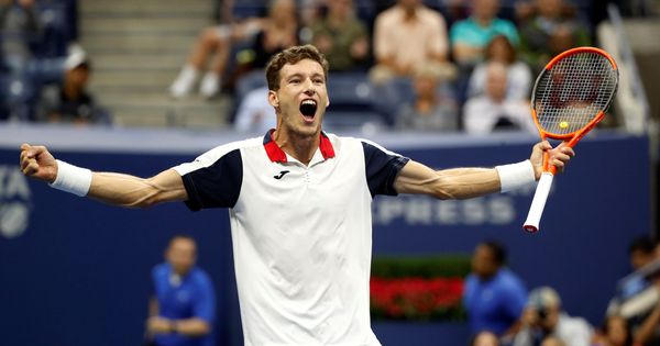 Foto: Pablo Carreño celebró así su triunfo ante Denis Shapovalov en los octavos de final del US Open. (Reuters)