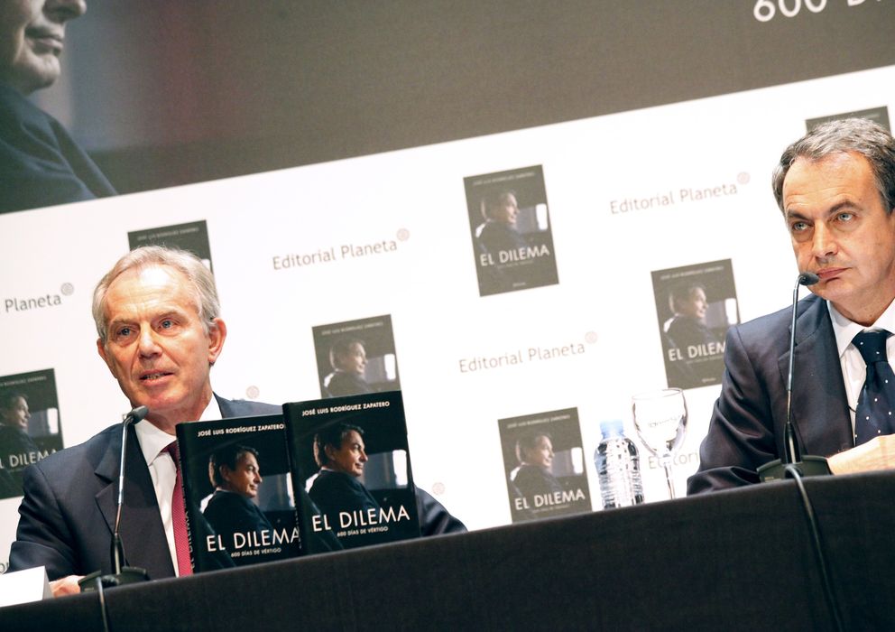 Foto: Fotografía de archivo de José Luis Rodríguez Zapatero y el ex primer ministro británico Tony Blair. (E. Villarino)