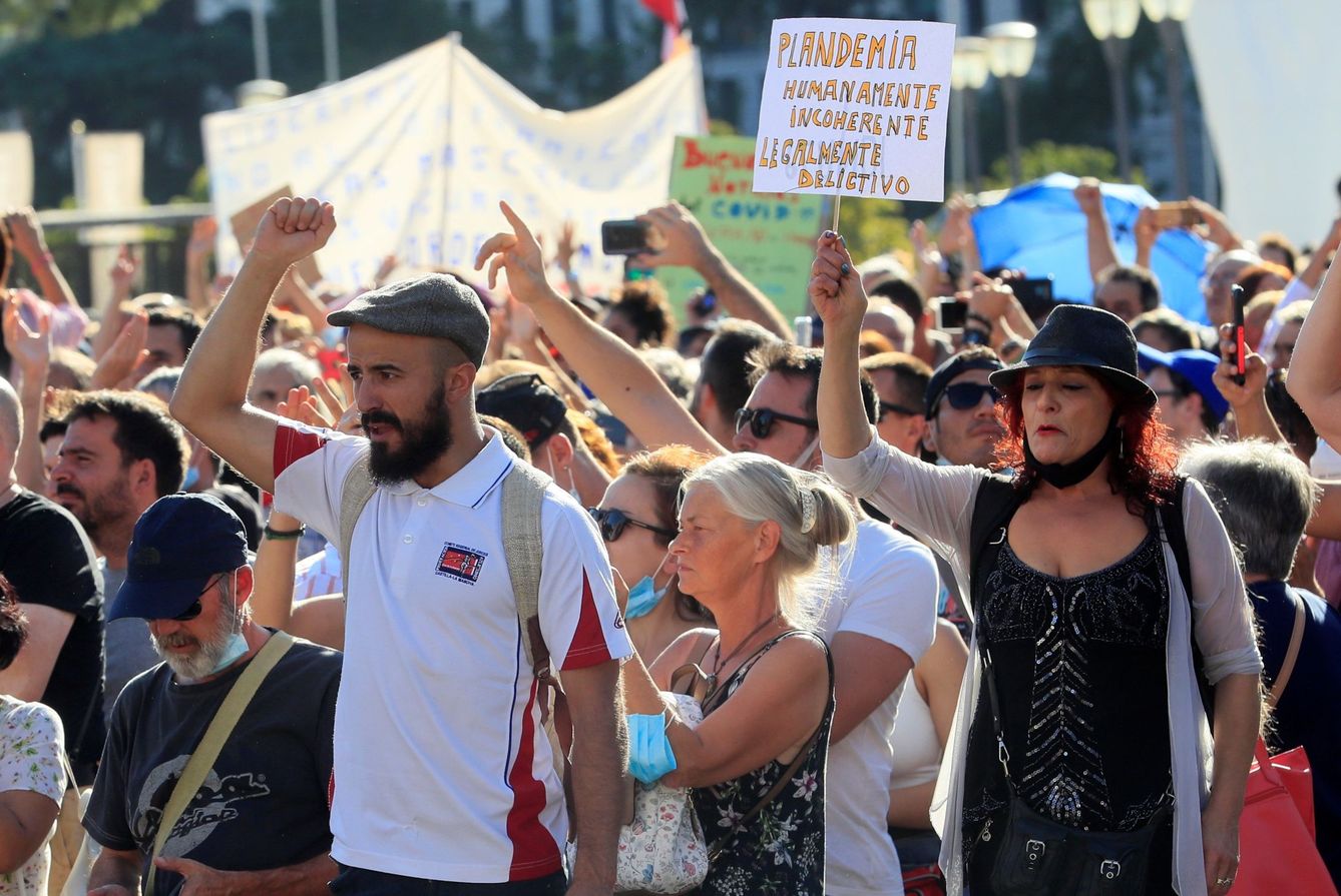 Manifestación de negacionistas en Madrid en agosto de 2020 
