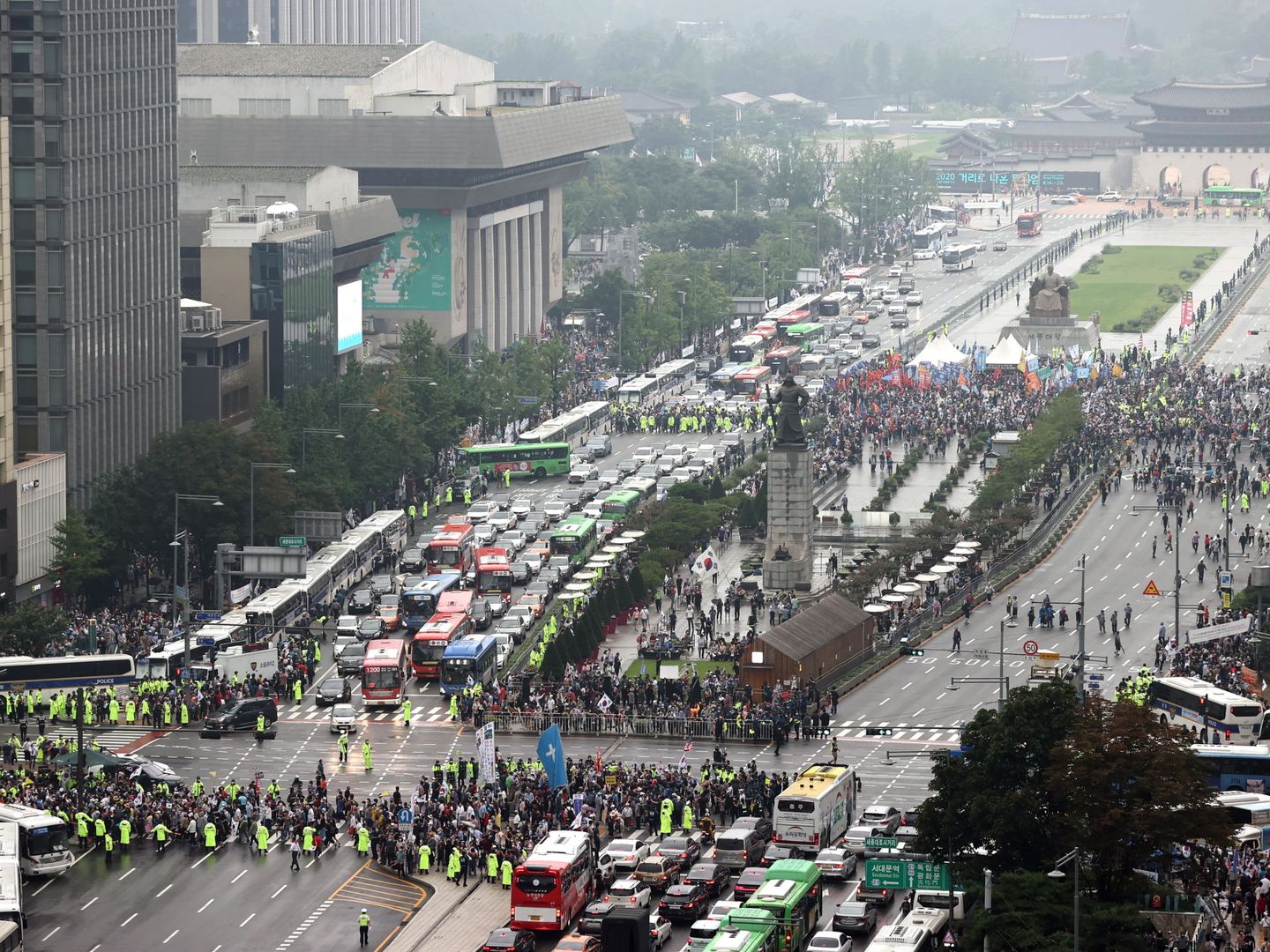 Manifestación este 15 de agosto contra el Gobierno en Seúl. (EFE)