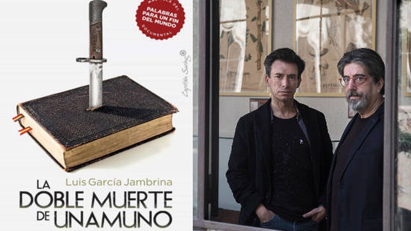 Libro 'La doble muerte de Unamuno', junto a los autores Luis García Jambrina y Manuel Menchón. (Cristina Candel)