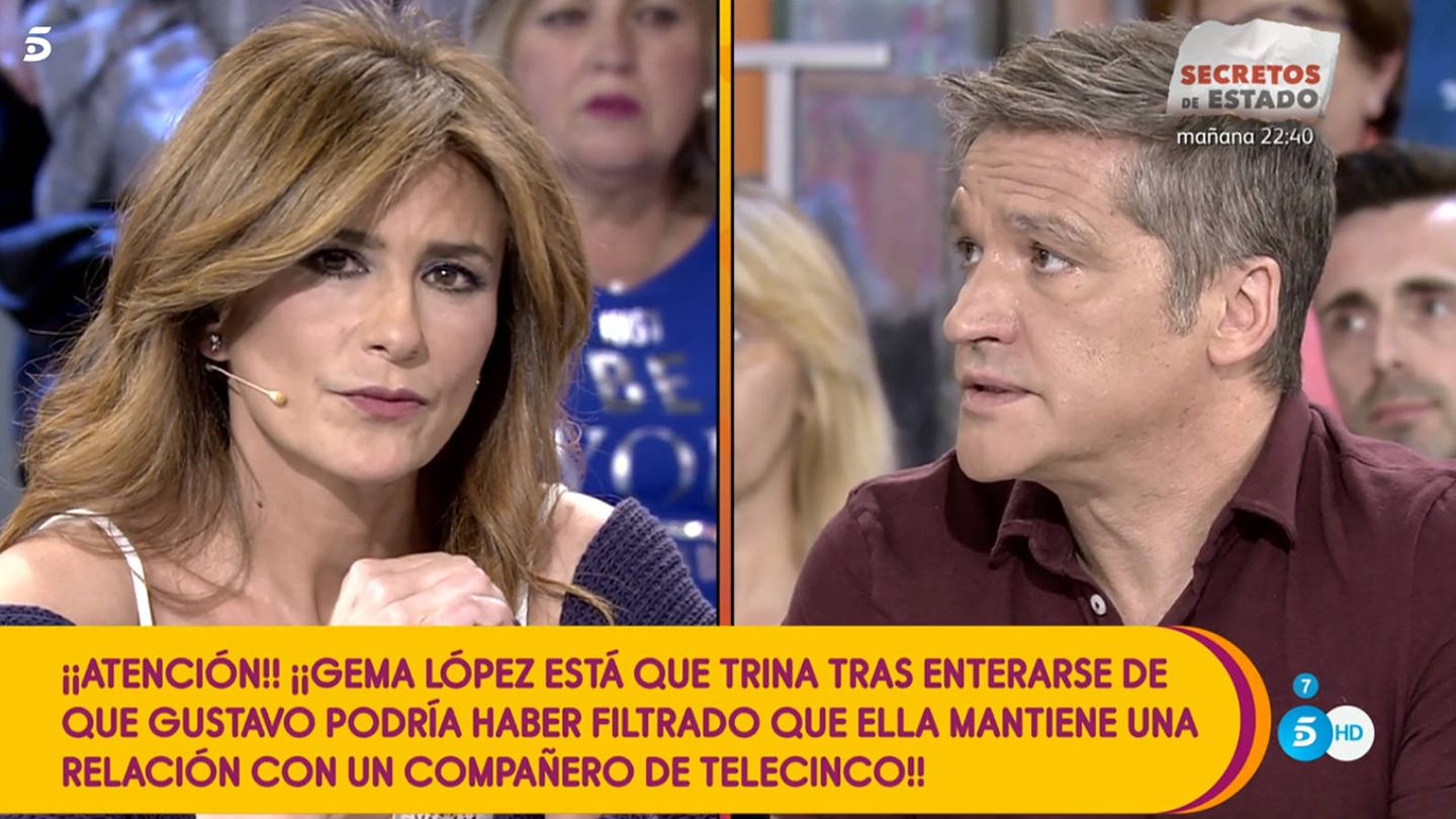 Gema López y Gustavo González en 'Sálvame'. (Mediaset)