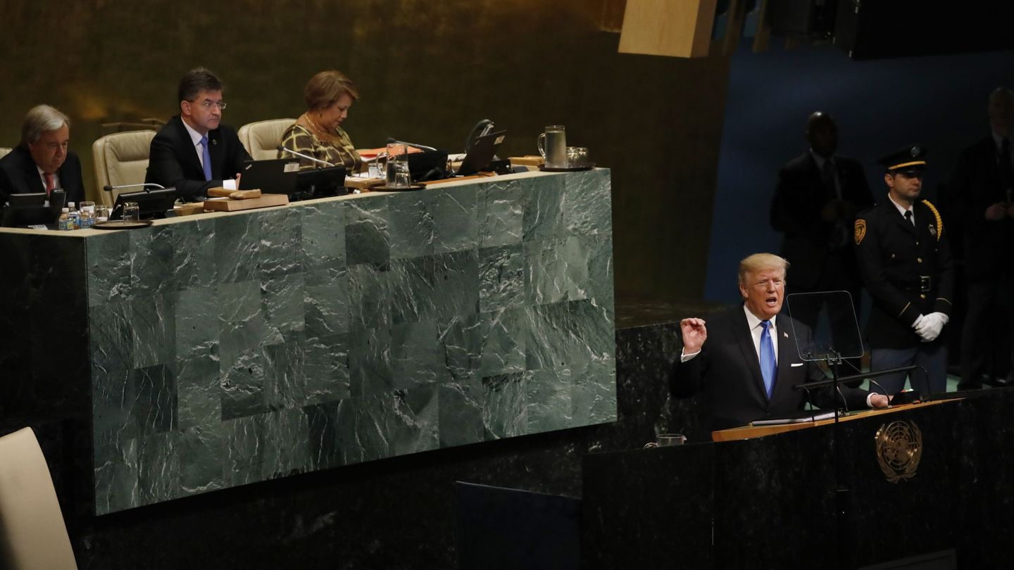 Trump, durante su intervención ante la asamblea general de la ONU, en Nueva York. (Reuters)