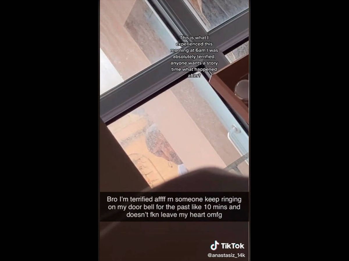 Foto: Una mujer es espiada por un hombre en su casa (TikTok/anastasiz_14k)