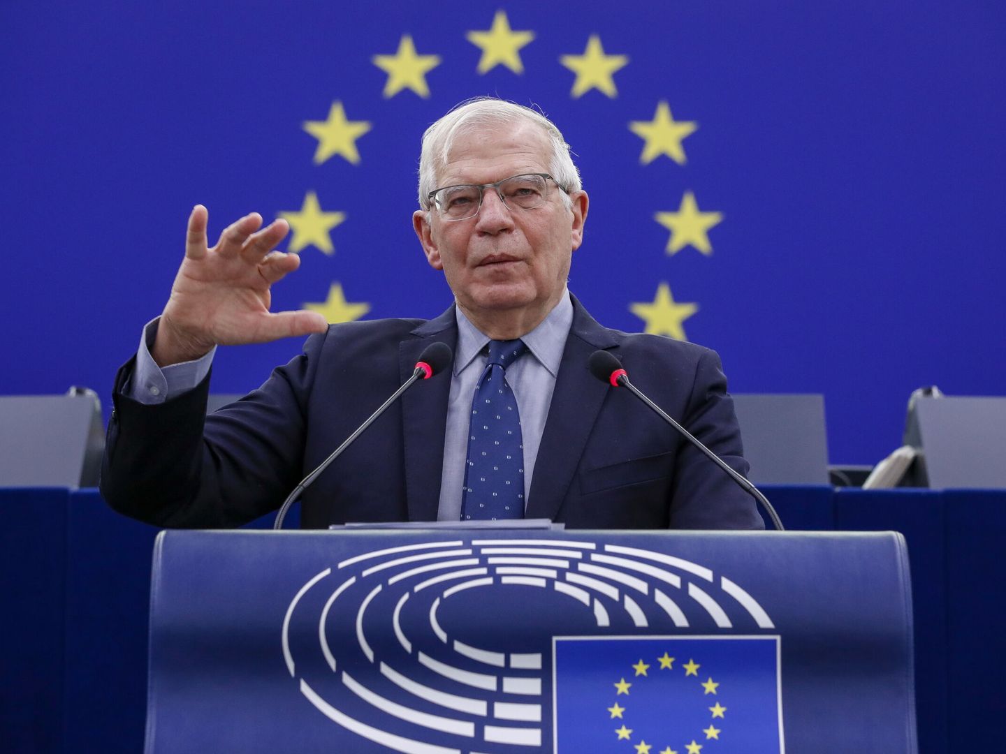 Borrell, durante un discurso ante la Eurocámara. (EFE)