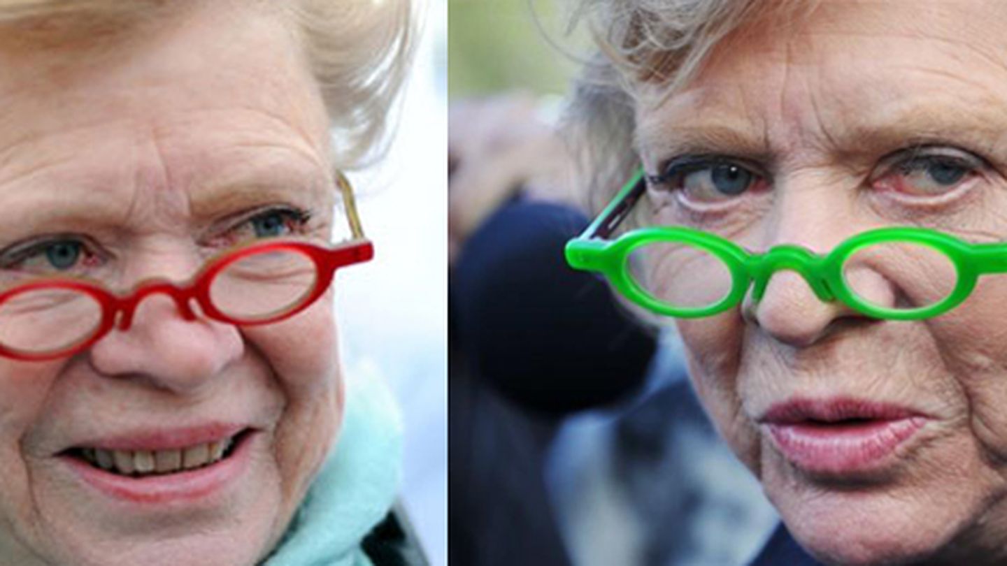 Eva Joly, antes y después de su cambio de gafas.