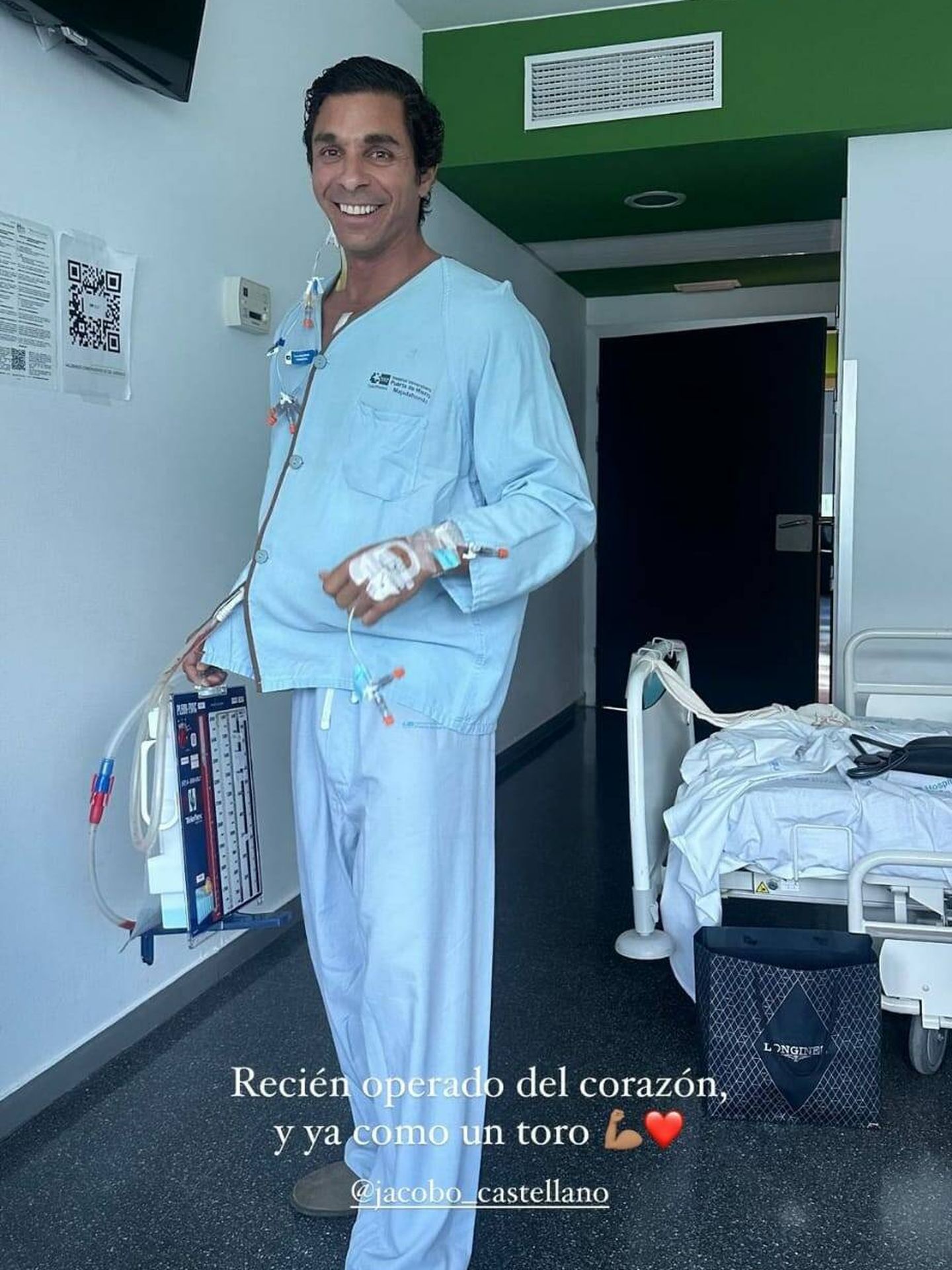 Jacobo Castellano en el Hospital Puerta de Hierro tras una intervención quirúrgica (Instagram/@pablocastellano86)