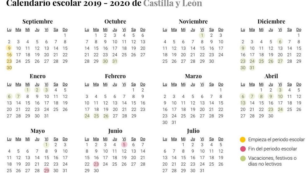 Calendario escolar 2019-2020 para Castilla y León: vacaciones, festivos y días no lectivos