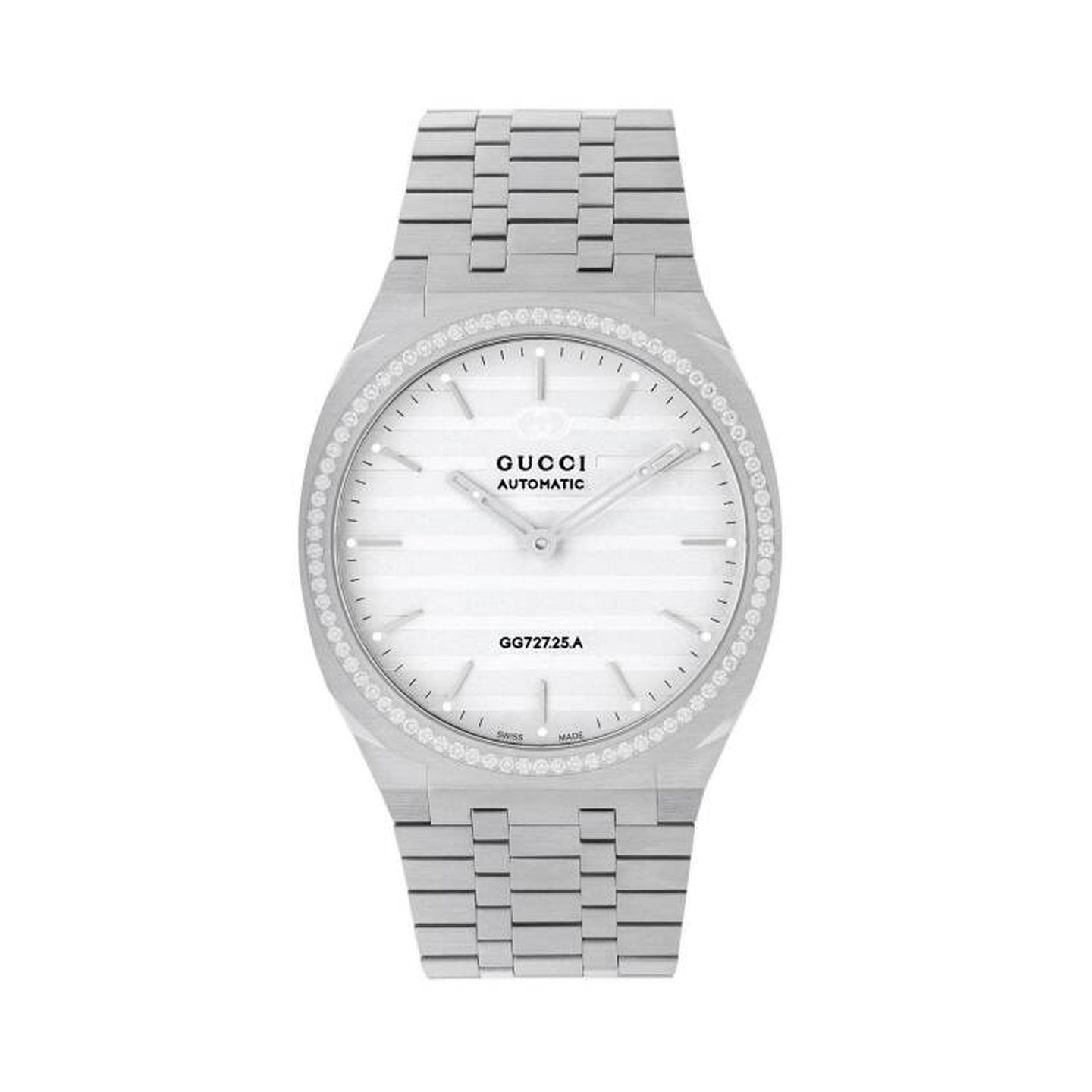 El ultrafino y elegante reloj Gucci 25H, la elección de Jessica Chastain. (Cortesía)