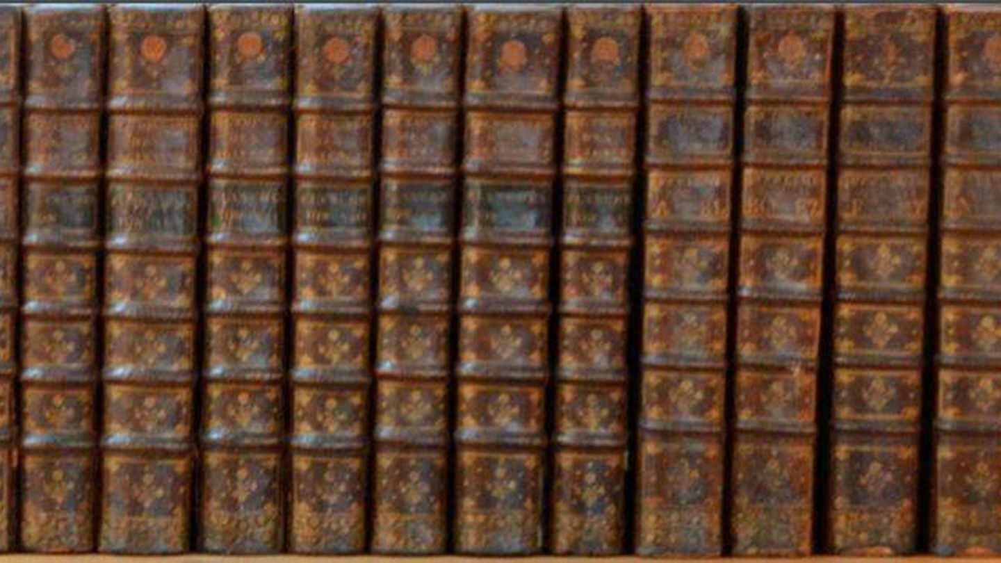 Lomos de la primera edición de la 'Enciclopedia'. (Andarto)