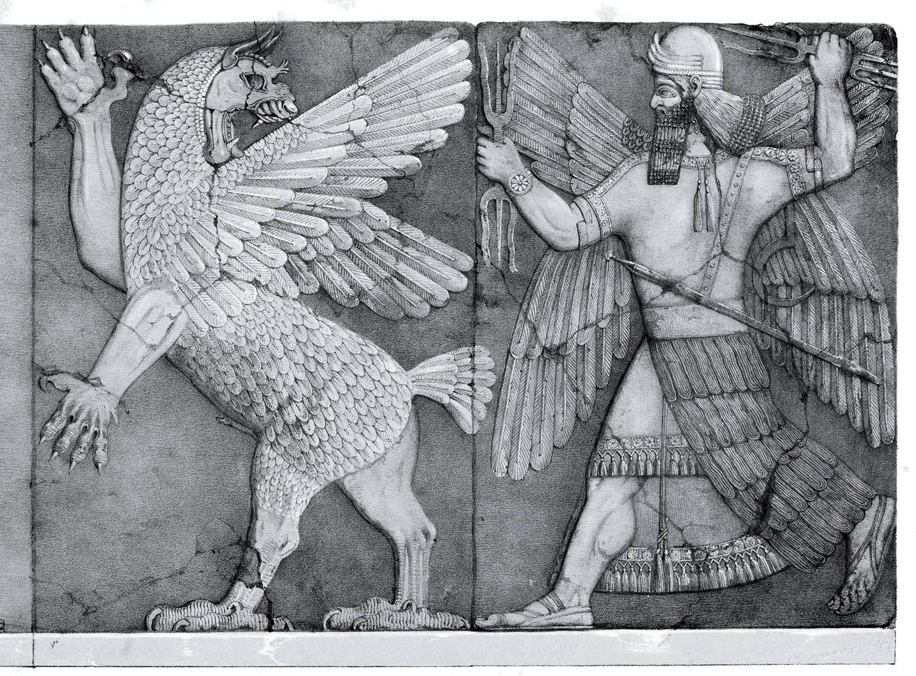 El monstruo del caos y el dios del Sol de la cultura babilónica. (Wikipedia)