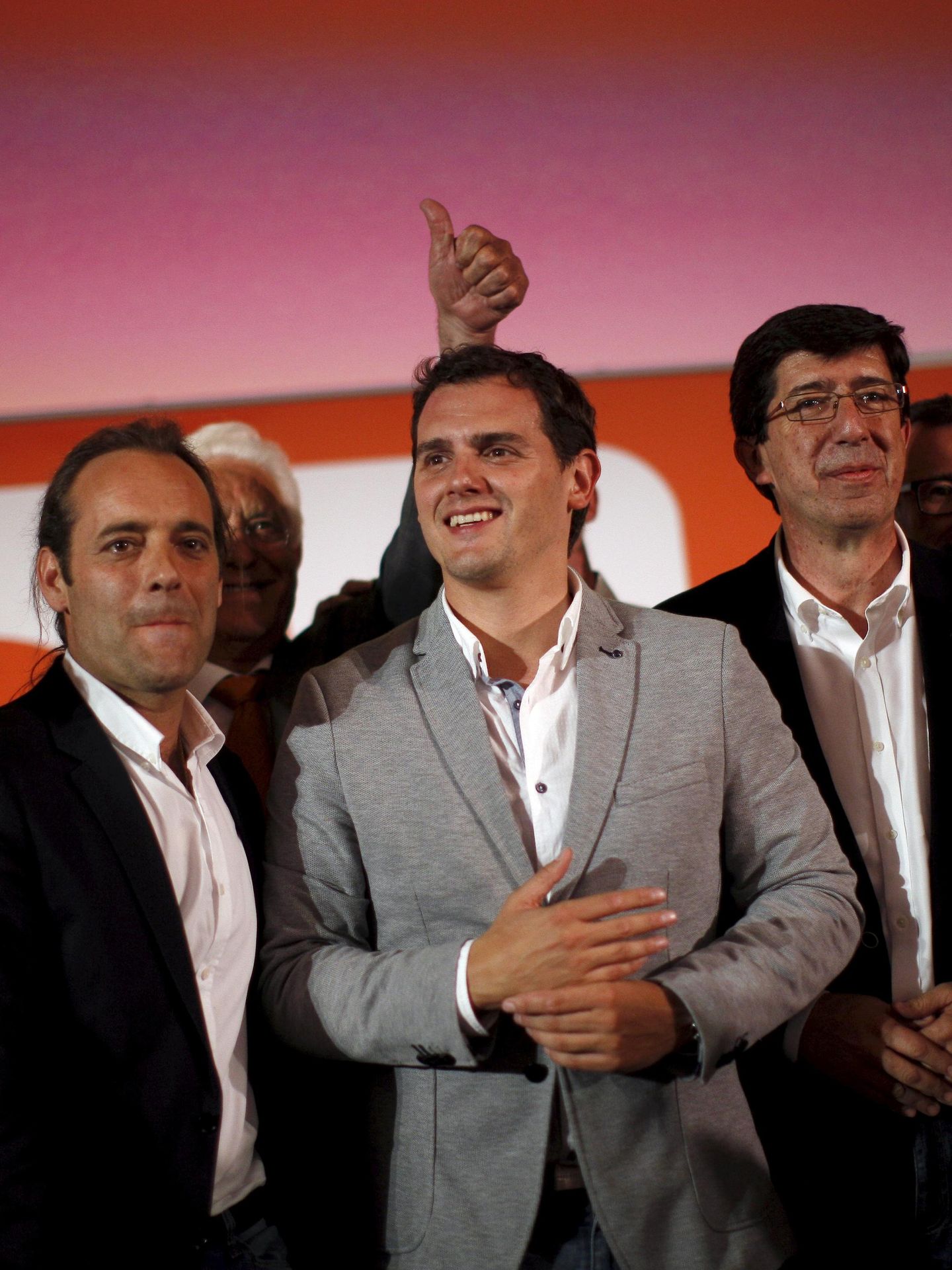 Juan Cassá, con Albert Rivera y Juan Marín, en 2015. 